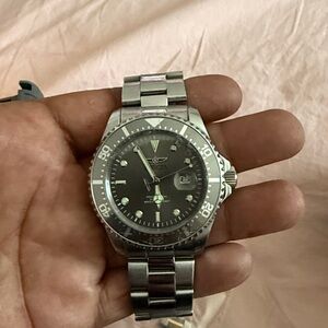 Invicta Silver Watch with Black Dial